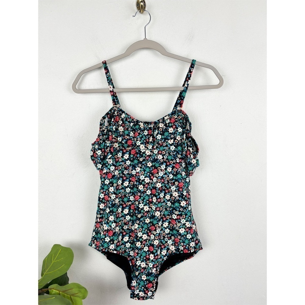 Lands' End Off the Shoulder Floral One Piece Swimsuit Sz 10